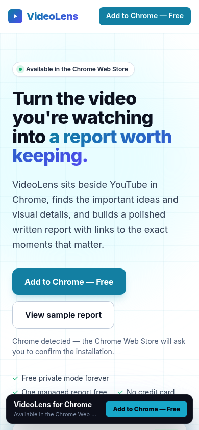 VideoLens  mobile view