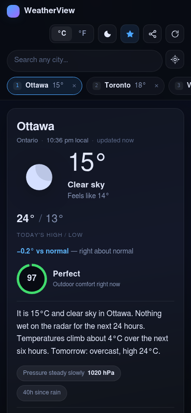 WeatherView  mobile view